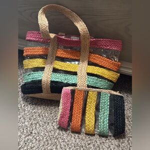 Multicolor Woven Tote Bag
